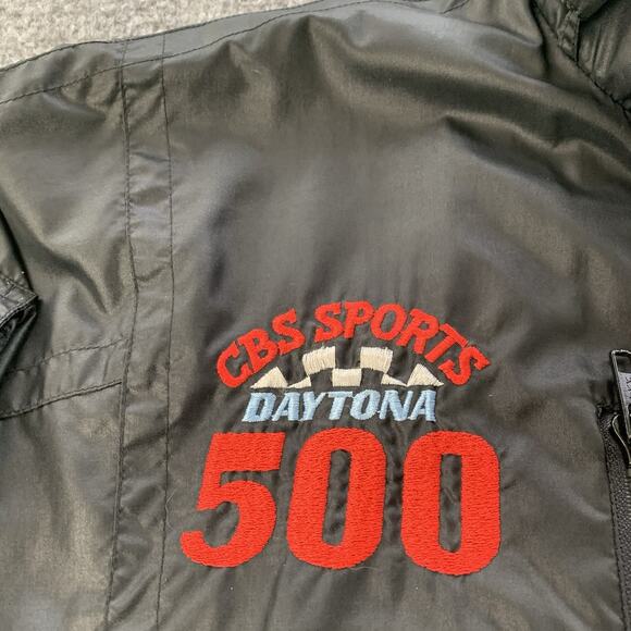 VTG 80s CBS Sports Daytona Upstream Racing Division Black Bomber Jacket Medium - Picture 6 of 15